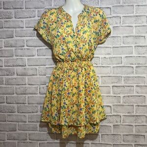 Siana sky extra small summer dress, cap sleeve, yellow, floral